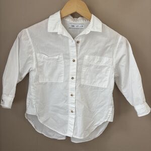 Zara Kids Size 6 White Button Down Long Sleeve Shirt
